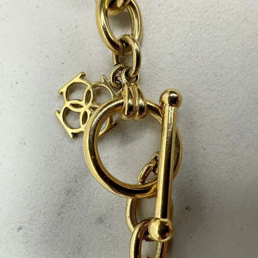 Ann Taylor Toggle Rhinestone Gold Chain Necklace ✨
